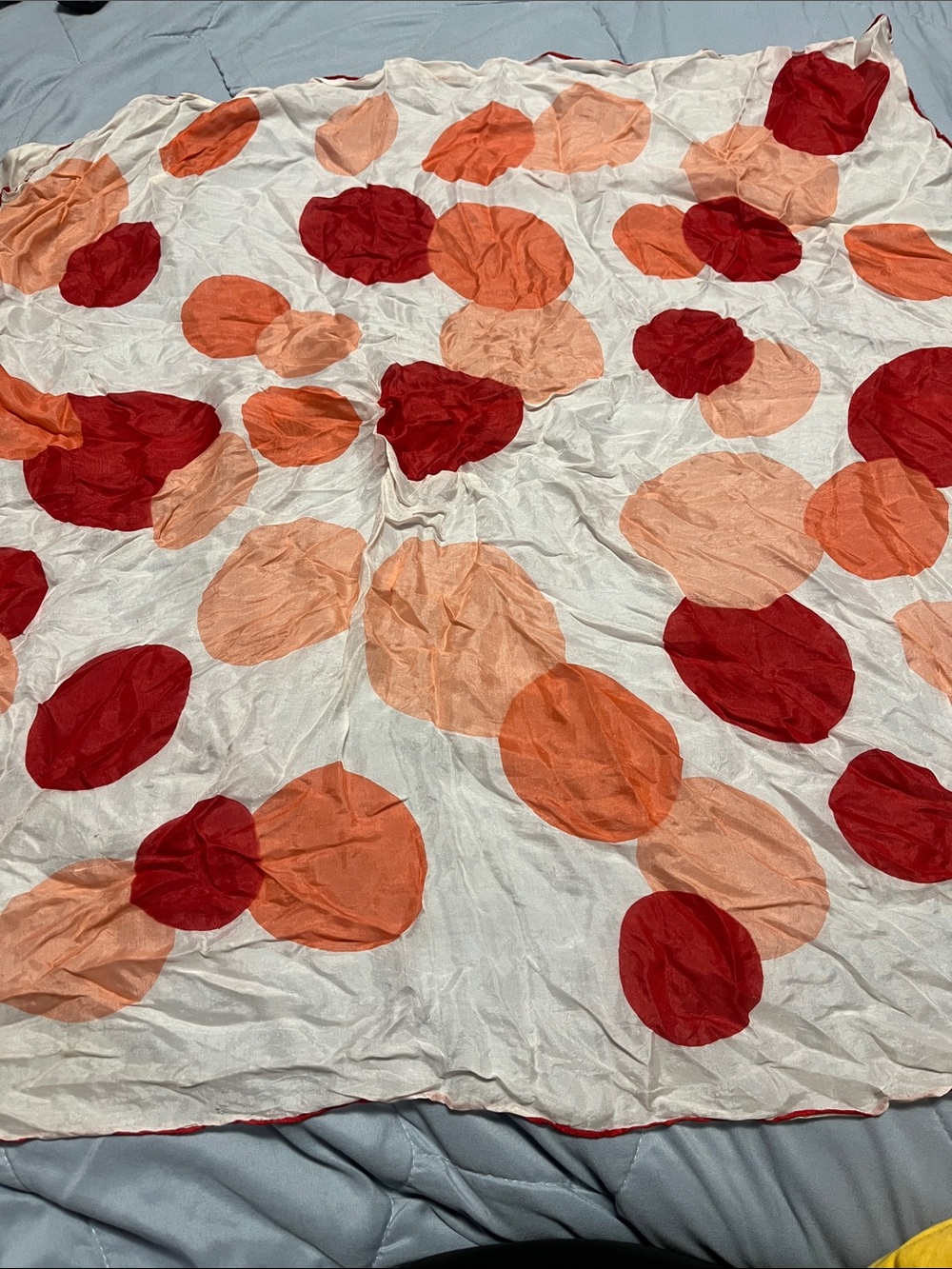 Scarf with Red and Orange Polka Dots